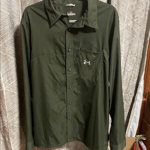 Under Armour Men's Casual Button Down Shirt - Olive Green